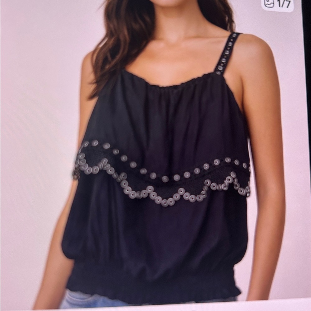 Ramy Brook Black Eyelet Camisole Top